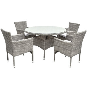 Madrid 5 Piece Rattan Dining Set - Grey by Malay