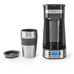 Single Serve Coffee Maker and Travel Mug - Silver / 402ml by Nedis