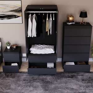 Denver Bedroom Set (2 Drawer Bedside, 5 Drawer Chest, 2 Door 2 Drawer Wardrobe) by Vida Designs