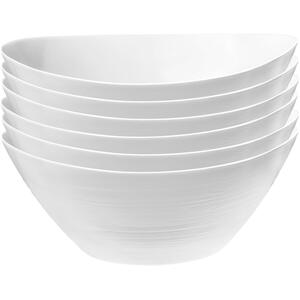 Prometeo Oval Glass Salad Bowls 25cm White Pack of 6 - White by Bormioli Rocco