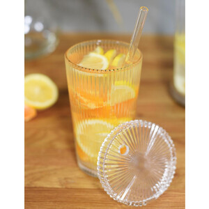 Glass Cup with Lid and Straw - Clear