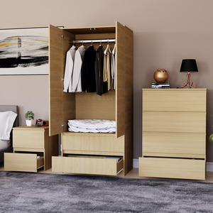 Denver Bedroom Set (2 Drawer Bedside, 4 Drawer Chest, 2 Door 2 Drawer Wardrobe) by Vida Designs