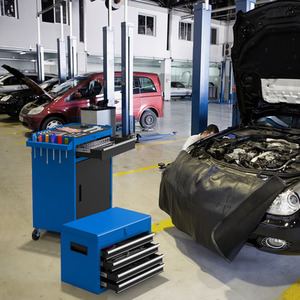 Tool Storage Cabinet with Lockable Wheels - Blue by GAINOOM