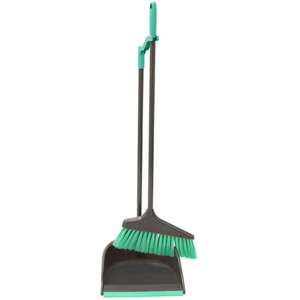 Grey Long Handle Dustpan and Brush Set - Turquoise by JVL
