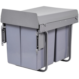 40L Kitchen Double Pull-Out Trash Can Under Cabinet - Grey by Livingandhome