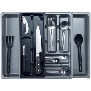 Grey Adjustable Drawer Organiser - Grey by Whitefurze