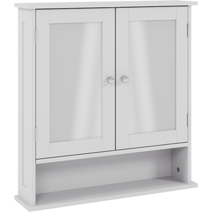Priano 2 Door Mirrored Wall Cabinet With Shelf - White by Vida Designs
