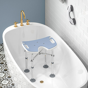 HOMCOM Adjustable Shower Stool with Grab Rail Padded Seat by HOMCOM