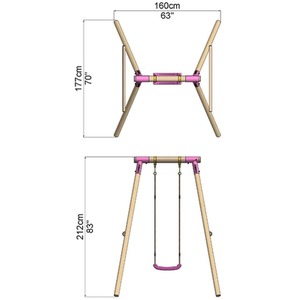 Wooden Single Swing Set with Standard Seat - Solar - Pink by Rebo