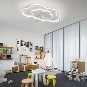 Cloud-Shaped Tri-Color Dimmable Ceiling Fan Light - White by Livingandhome