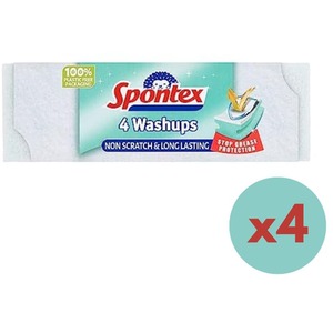 Set of 16 Spontex 4 Washups Sponges - Yellow by Spontex