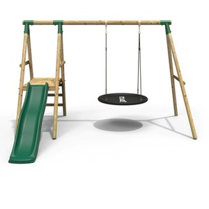 Wooden Swing Set with Slide by Rebo