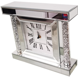 Wall Clock Roman Numbers Pillars Diamante - Silver by DEENZ
