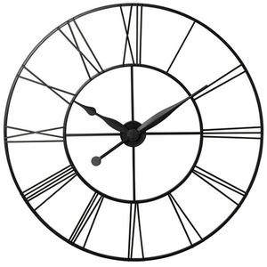 Clock Vintage Metal Wall Timepiece with Cut-Out Design - Dark Grey by Kidkid