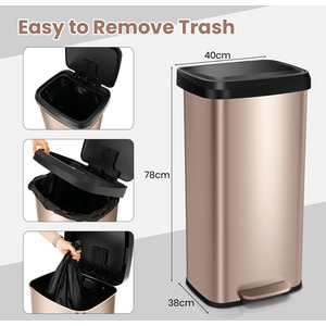 68L Step Trash Can Garbage Bin - Gold by Costway