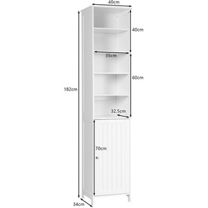 Bathroom Tall Cabinet Freestanding Storage Organizer - White by Costway