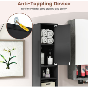 Bathroom Tall Cabinet Storage Organizer Cupboard - Black by Costway