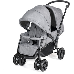 Portable Double Seat Baby Stroller - Grey by Costway