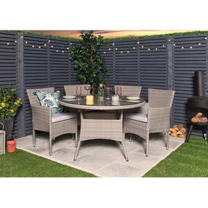 Madrid 5 Piece Rattan Dining Set - Grey by Malay