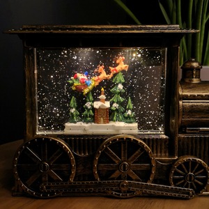 Water Spinner Christmas Train and with Santa Scene - Brown by Samuel Alexander