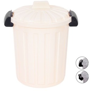 Cream Clip Top Storage Bin 25L Medium Waste Paper Bin Toy Storage Pet Food Tub - Cream by RSW