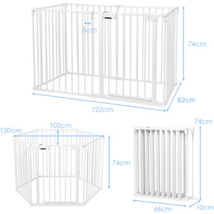 6-Panel Baby Pet Gate Baby Safety Playpen - White by Costway