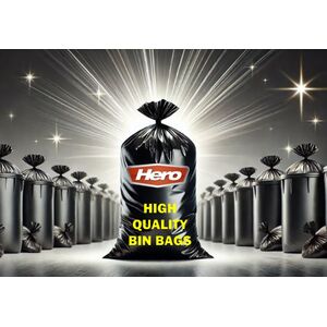 Hero 90L Tie Top Bin Bag Liners Extra Strong - Black by Hero
