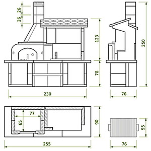 Antille Outdoor BBQ Kitchen with Wood Fired Oven - Grey by Palazzetti