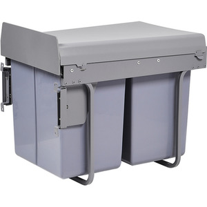 40L Kitchen Double Pull-Out Trash Can Under Cabinet - Grey by Livingandhome
