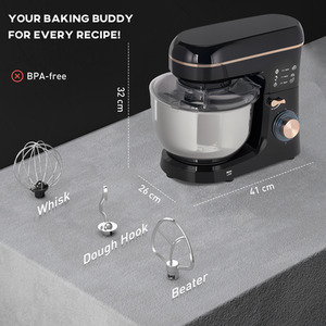 HOMCOM Stand Mixer 5L Food Mixer for Baking 6 Speeds and Pulse Setting - Black by HOMCOM