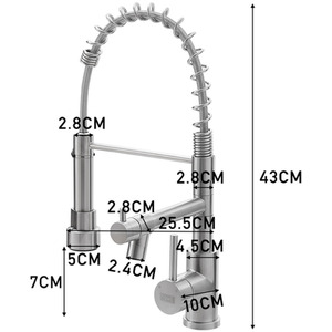 Kitchen Tap with Pot Filler and Pull-Down Spring Nozzle - Silver by Livingandhome