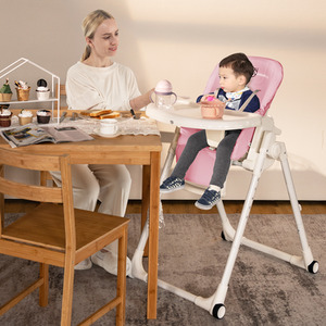 4-in-1 Baby High Chair Foldable Feeding Chair - Pink by Costway