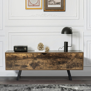 Industrial Style Wooden Flip Top Storage Cabinet - Brown by Livingandhome