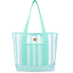 Whitesands Premium Insulted 14L Tote Cool Bag - Stripped Green by Bayside