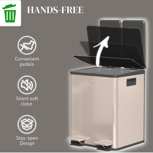 HOMCOM 20L Dual Kitchen Bin with Removable Inner Buckets by HOMCOM