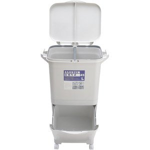 White Double-Layer Three-Compartment Trash Bin with Wheels - White by lifeideas