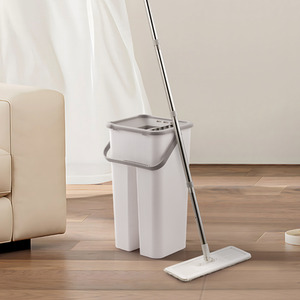 Wet Dry Flat Mop Bucket Set - Grey & White by komore