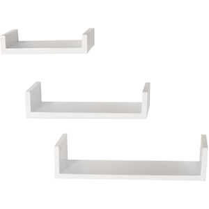 Wall Mounted Floating Gloss Display Storage Shelves - Set of 3 - White - White by Watsons
