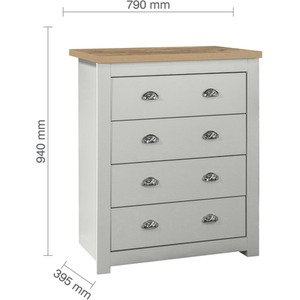 Wooden 4 Piece Furniture Set Wardrobe Chest of Drawers Bedsides Highgate - Grey by Birlea