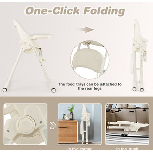 4-in-1 Baby High Chair Foldable Feeding Chair - White by Costway