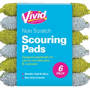 Non Scratch Scouring Non Stick Pads 5 Pack - Gold & Silver by VIVID