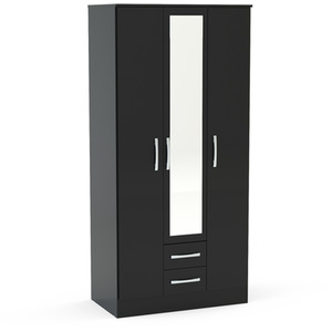 Wooden 4 Piece Furniture Set Wardrobe Chest of Drawers Bedsides Lynx - Black by Birlea