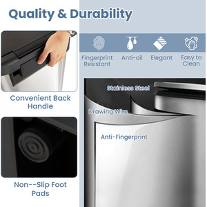 68L Step Trash Can Garbage Bin - Silver by Costway