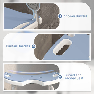 HOMCOM Adjustable Shower Stool with Grab Rail Padded Seat by HOMCOM