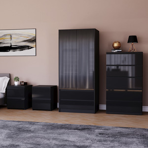 Vida Designs Glinton 4 Piece FSC Certified Bedroom Set- Black by Vida Designs