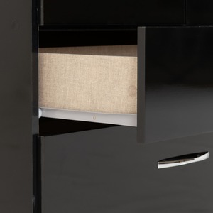 Nevada 3 Door 2 Drawer Mirrored Wardrobe Bedroom Set - Black Gloss by Seconique