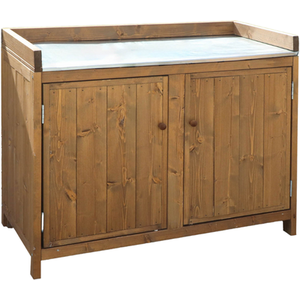 Outdoor Wooden Kitchen Double Cabinet Pressure Treated - Brown by Waltons