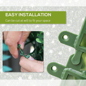 Outsunny 50cm x 50cm 12PCS Artificial Boxwood Wall Panels - Green, White by Outsunny