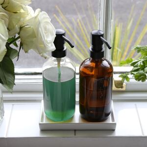 Glass Soap Dispensers with Labels - 500ml - Black - Pack of 2 - Clear by Harbour Housewares