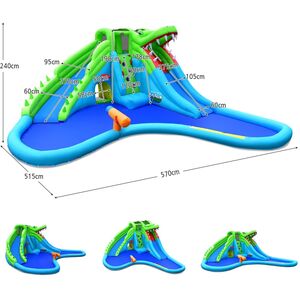 7 In 1 Inflatable Bounce House with Air Blower - Blue by Costway
